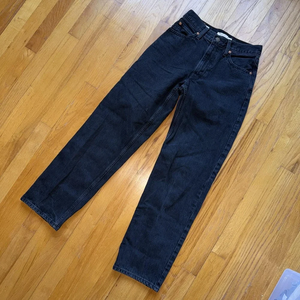 Levis Premium Dad Jeans 24 Black‎ High Rise Relaxed Straight Leg Womens Denim